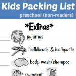Kids Packing List Preschool Non Reader StuffedSuitcase.com Teach Kids How to Pack #family #travel