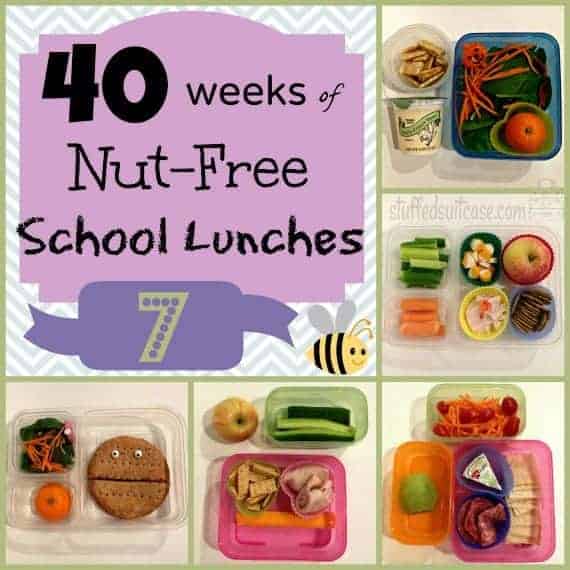 Week 7 of 40 Weeks of Nut Free Kids School Lunches StuffedSuitcase.com pack kid school lunch ideas