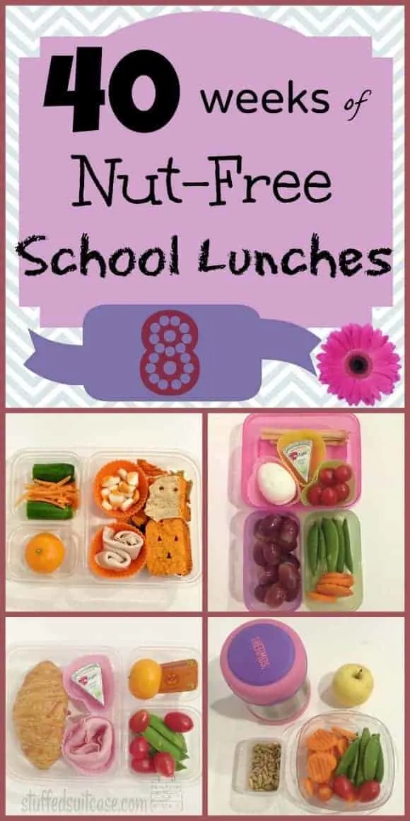 Week 8 of 40 Weeks of packed kids school lunches that are nut / peanut free StuffedSuitcase.com kid lunch