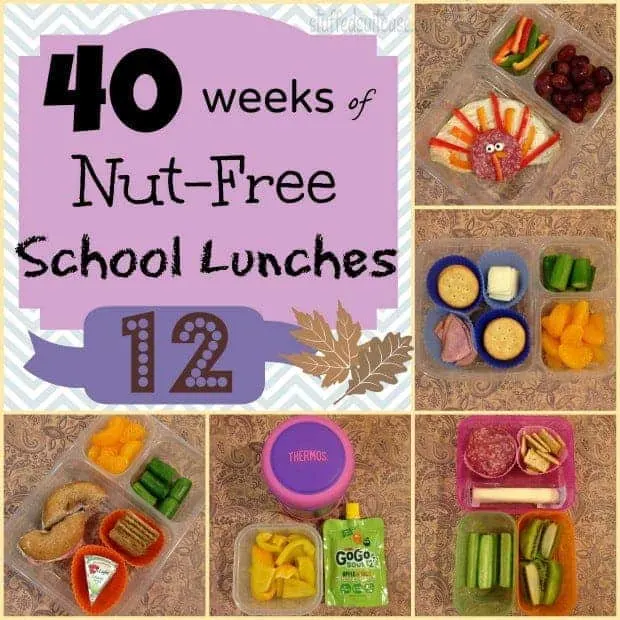 Week 12 of 40 Weeks of Nut Free Kids School Lunches including one turkey Thanksgiving themed lunch StuffedSuitcase.com lunchbox
