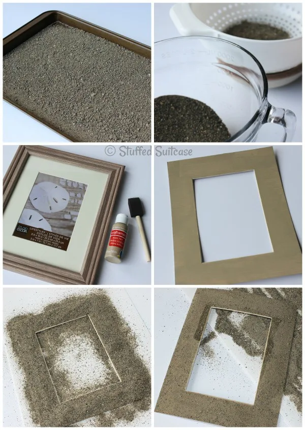 DIY Sand Photo Frames for displaying your beach vacation picture memories StuffedSuitcase.com family travel