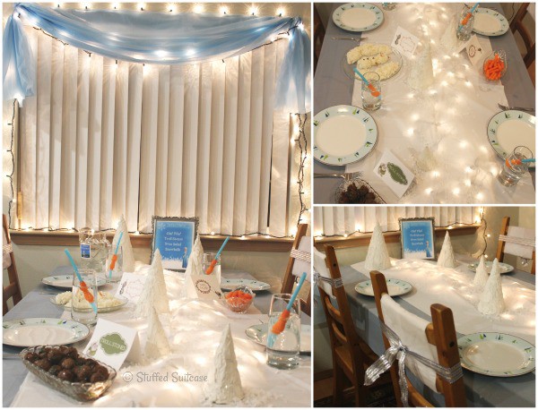 Frozen Party Decorations Family Dinner and Movie Night + Free Printables & Discussion StuffedSuitcase.com