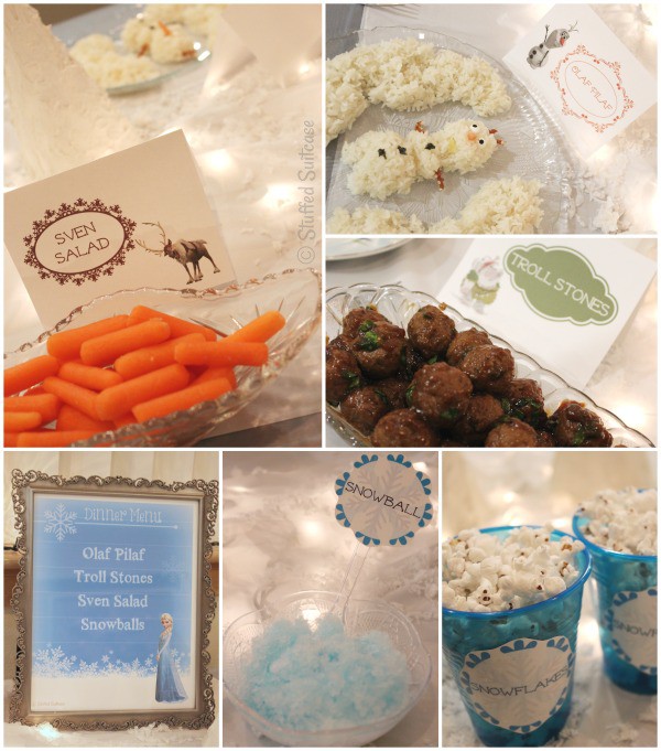 Frozen Party Food for Family Night Dinner Menu and Movie Night + Free Printables StuffedSuitcase.com