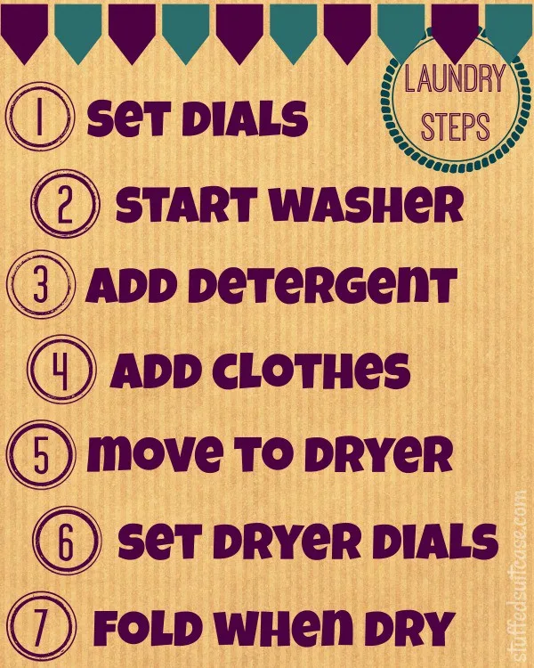 Teach Your Kids to do their Laundry with this step by step free printable StuffedSuitcase.com