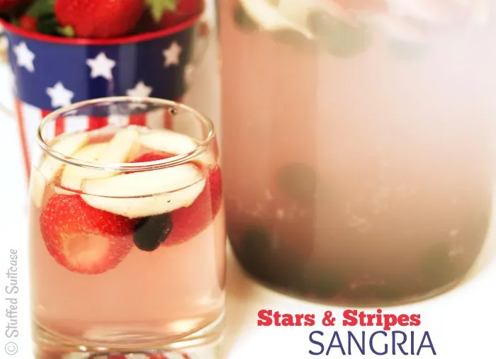 Recipe for Summer Sangria - Stars and Stripes drink for July 4th StuffedSuitcase.com