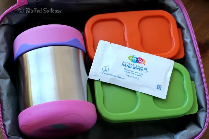 Pack a Wet-Nap hand wipe in with your kids school lunches for them to clean their hands before they eat or after a messy meal StuffedSuitcase.com