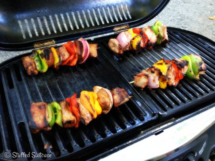Steak Kabobs on our Coleman Roadtrip Portable Grill