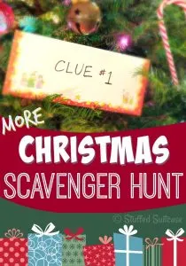Ready for fun on Christmas morning? Start a new family tradition by hiding a gift and giving your kids a Christmas Scavenger hunt clues! Fun for all! StuffedSuitcase.com