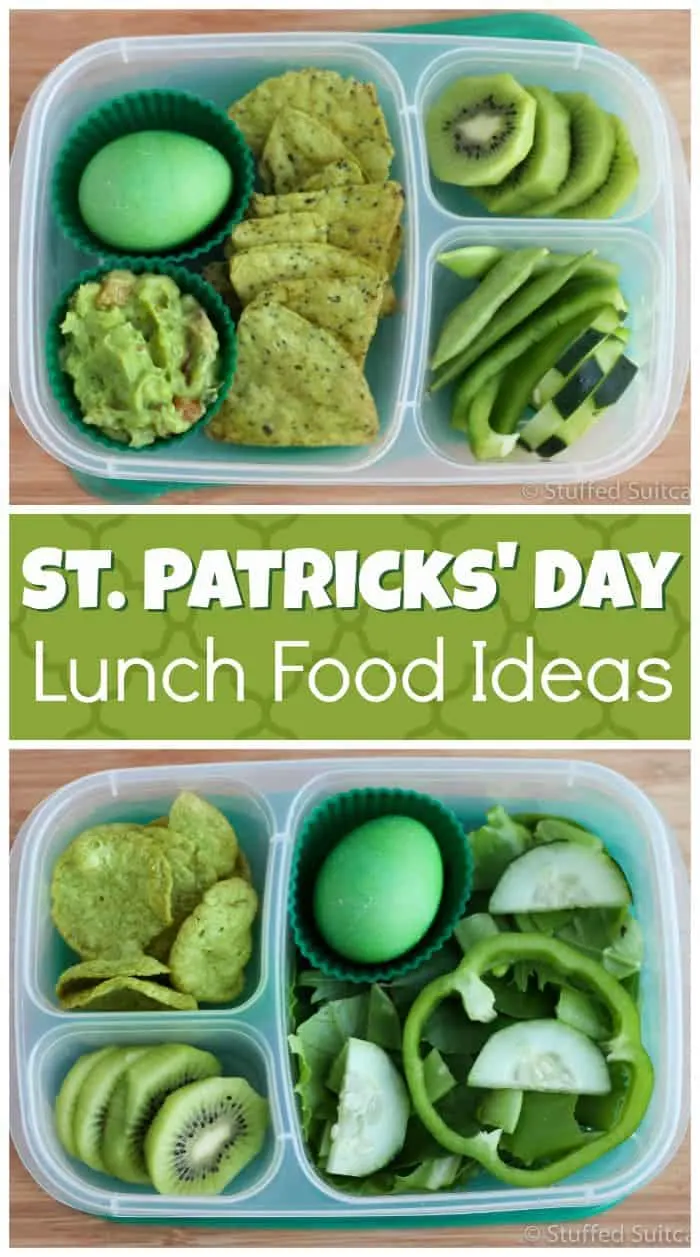 Great green food ideas for packing in lunches for school or work. These St. Patrick's Day food ideas are delicious and fun! StuffedSuitcase.com