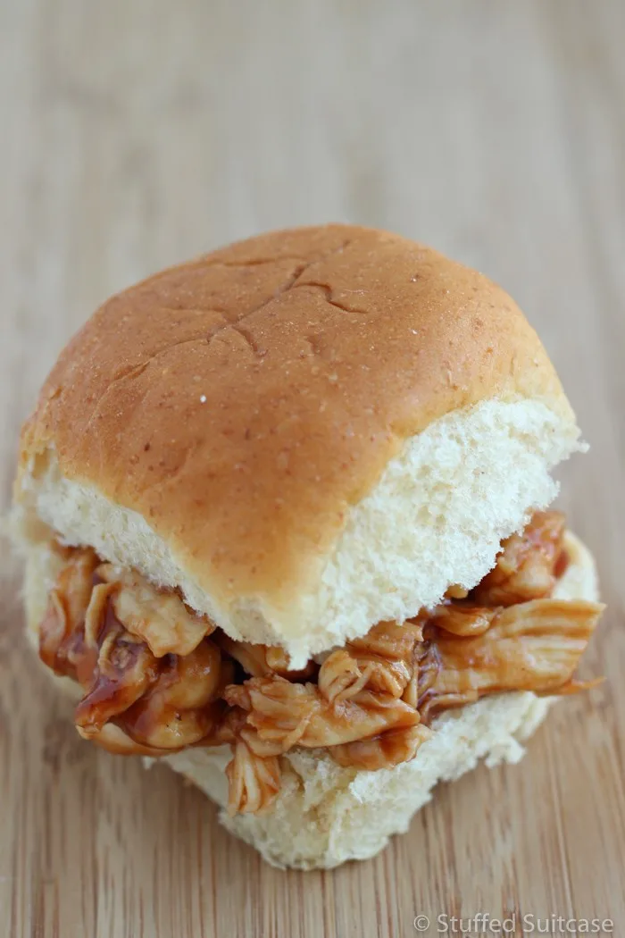 Super quick and easy - these BBQ chicken sliders work great for leftover chicken