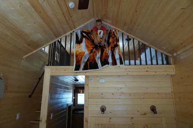 Inside a KOA deluxe cabin