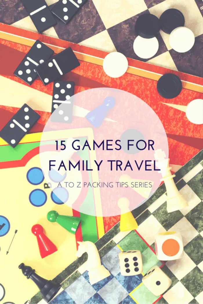 Ready to head out for a family vacation? Here's a list of 15 games of a few varieties, that will help keep the travel time fun and the kids entertained!