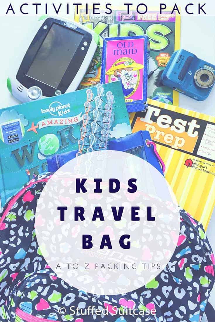 Heading out for a family vacation and looking for ideas to keep the kids busy? Here are our favorite activities to pack in the kids travel bags for road trips and plane rides.