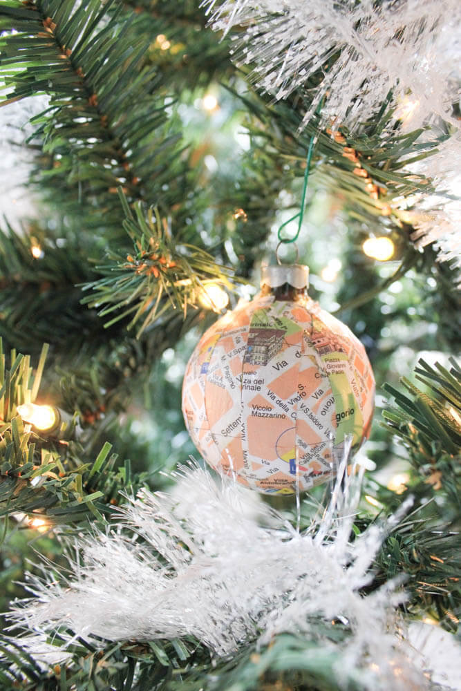 Feature your travel destinations with these DIY map ornaments