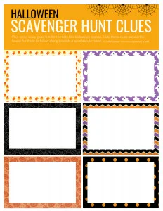 Blank cards for making your own halloween clues