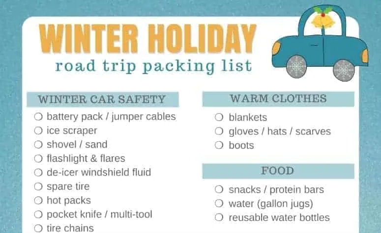 winter car packing list