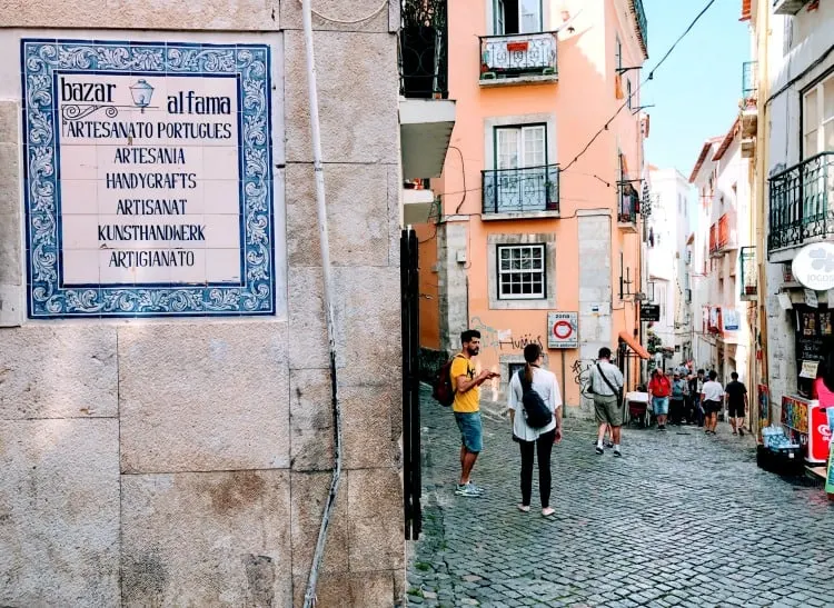 alfama lisbon portugal street scene