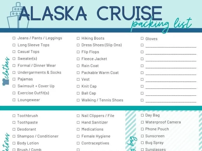 alaskan cruise packing list
