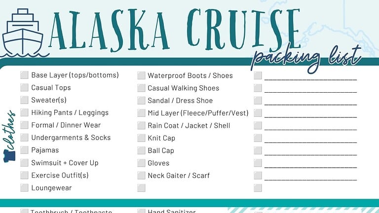 feature blog image of alaska cruise printable packing list