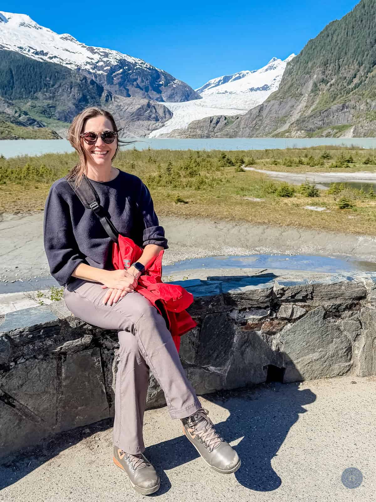 alaska cruise expert kim tate at mendenhall glacier in juneau alaska