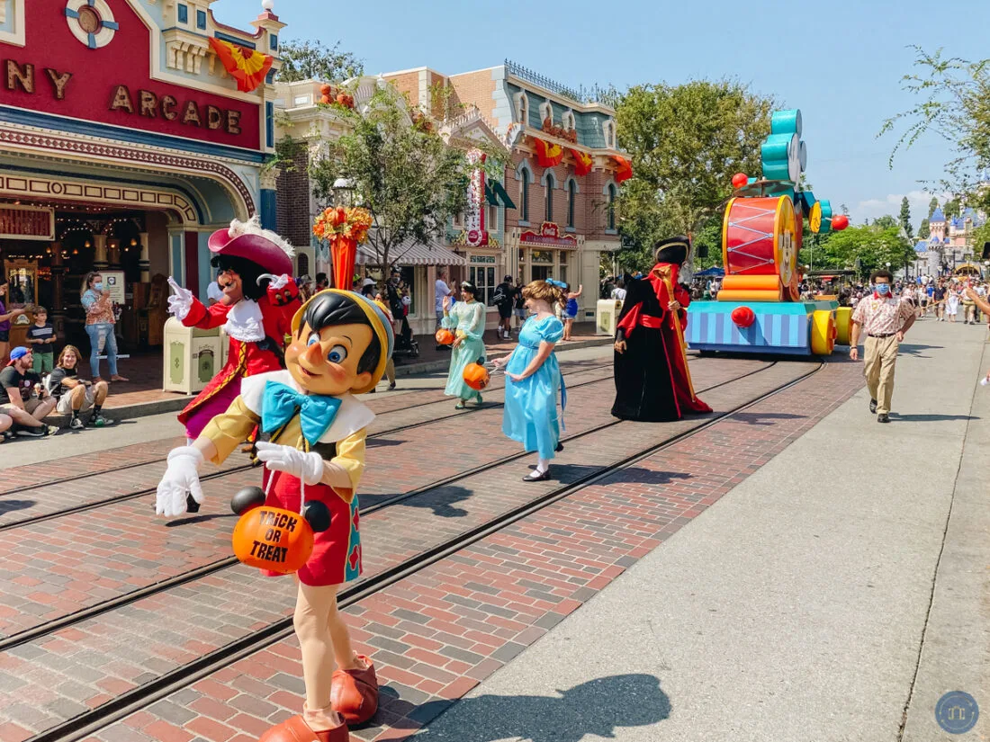 characters on main street at Disneyland Halloween