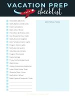 Preparing for Vacation: Vacation Prep Checklist Printable