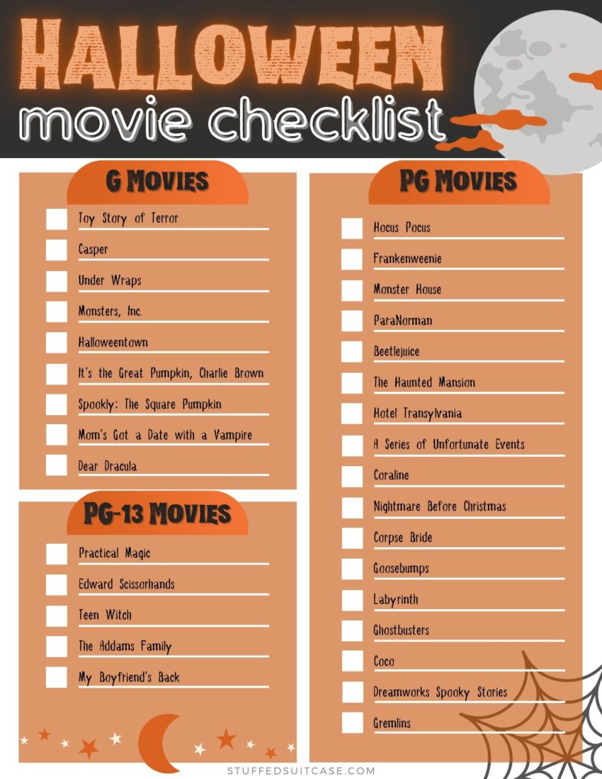 31 spooktacular halloween movies for kids printable checklist