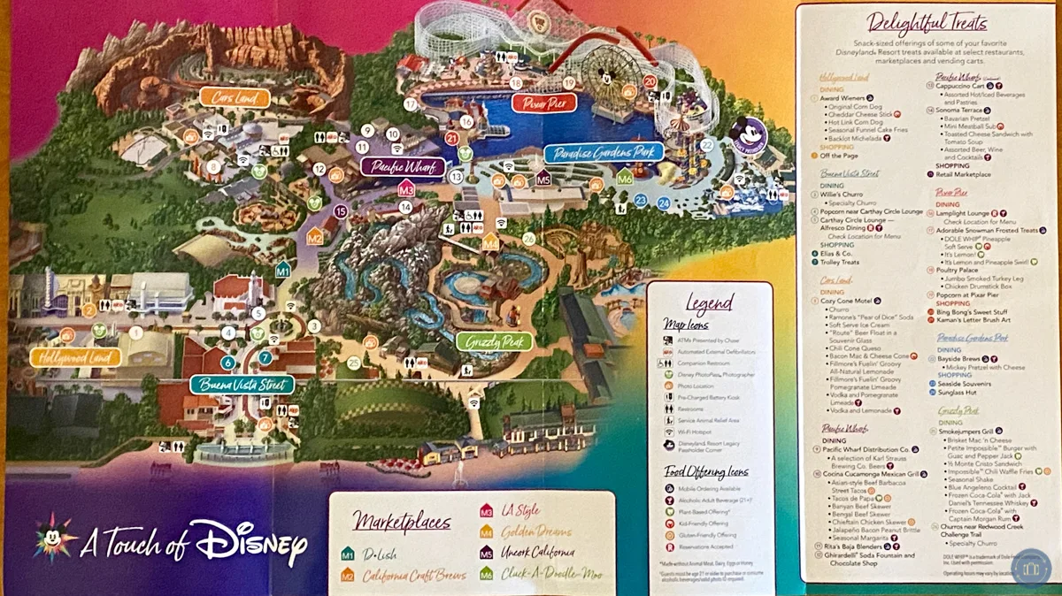 touch of disney map of Disney California Adventure park