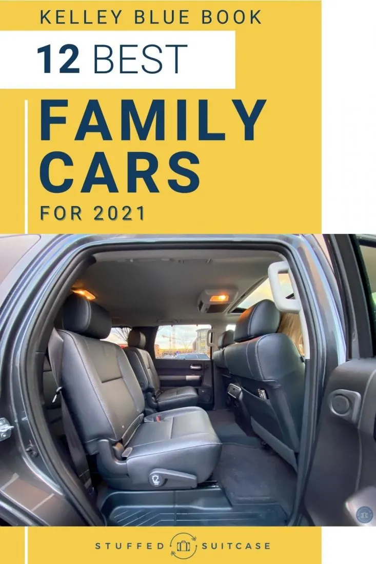 view of backseat of toyota sequoia with text for best family cars of 2021