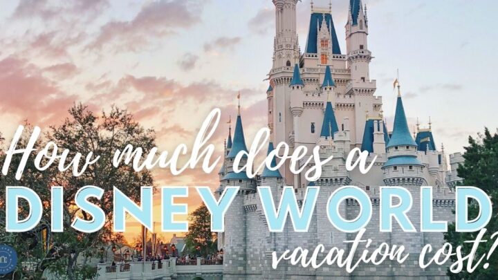 cinderella castle at walt disney world with text for how much does a disney world vacation cost