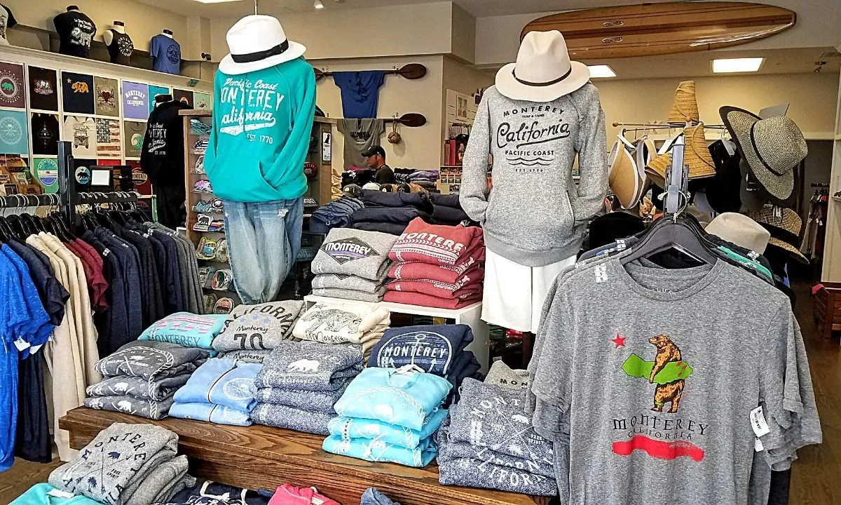 monterey california shirts in shop at cannery row