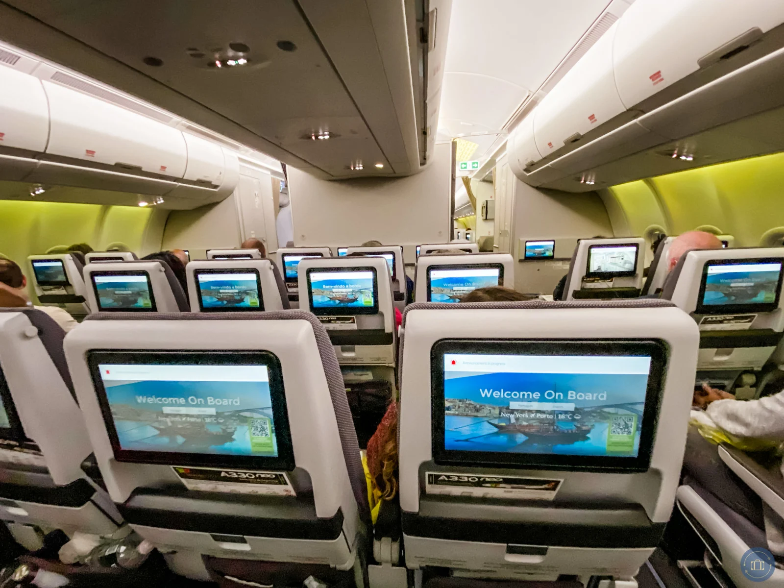 view of seat backs from economyxtra seats on tap airlines