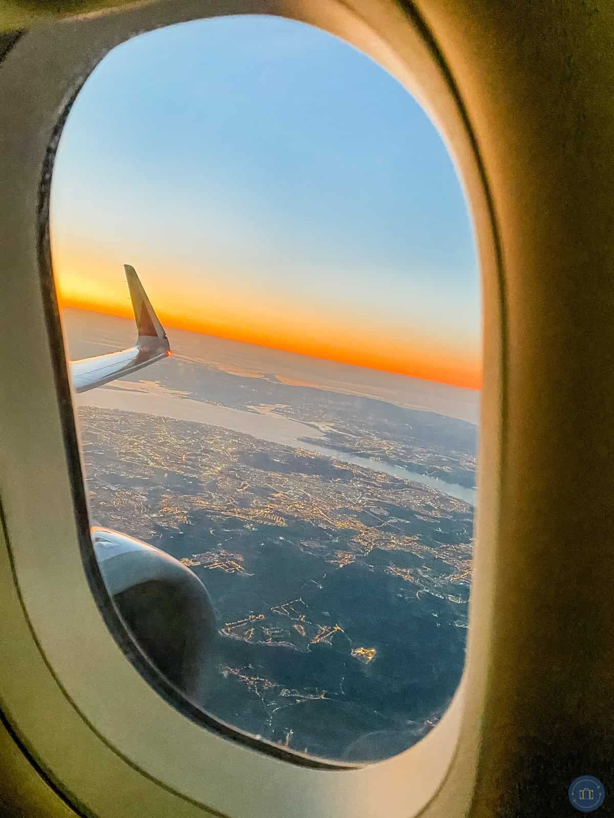 view of lisbon from plane window on tap airlines flight