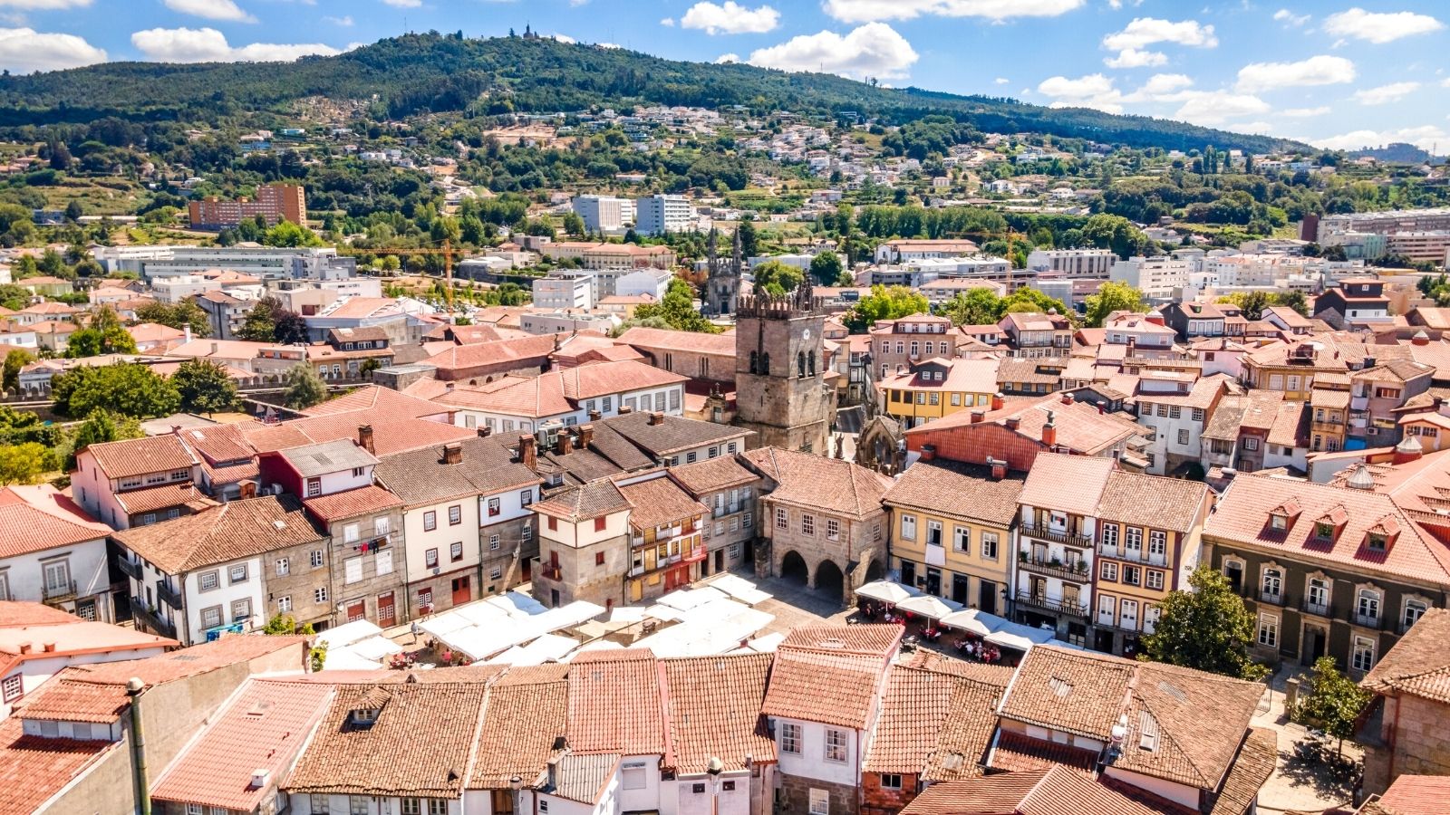 arial view of guimaraes city in portugal