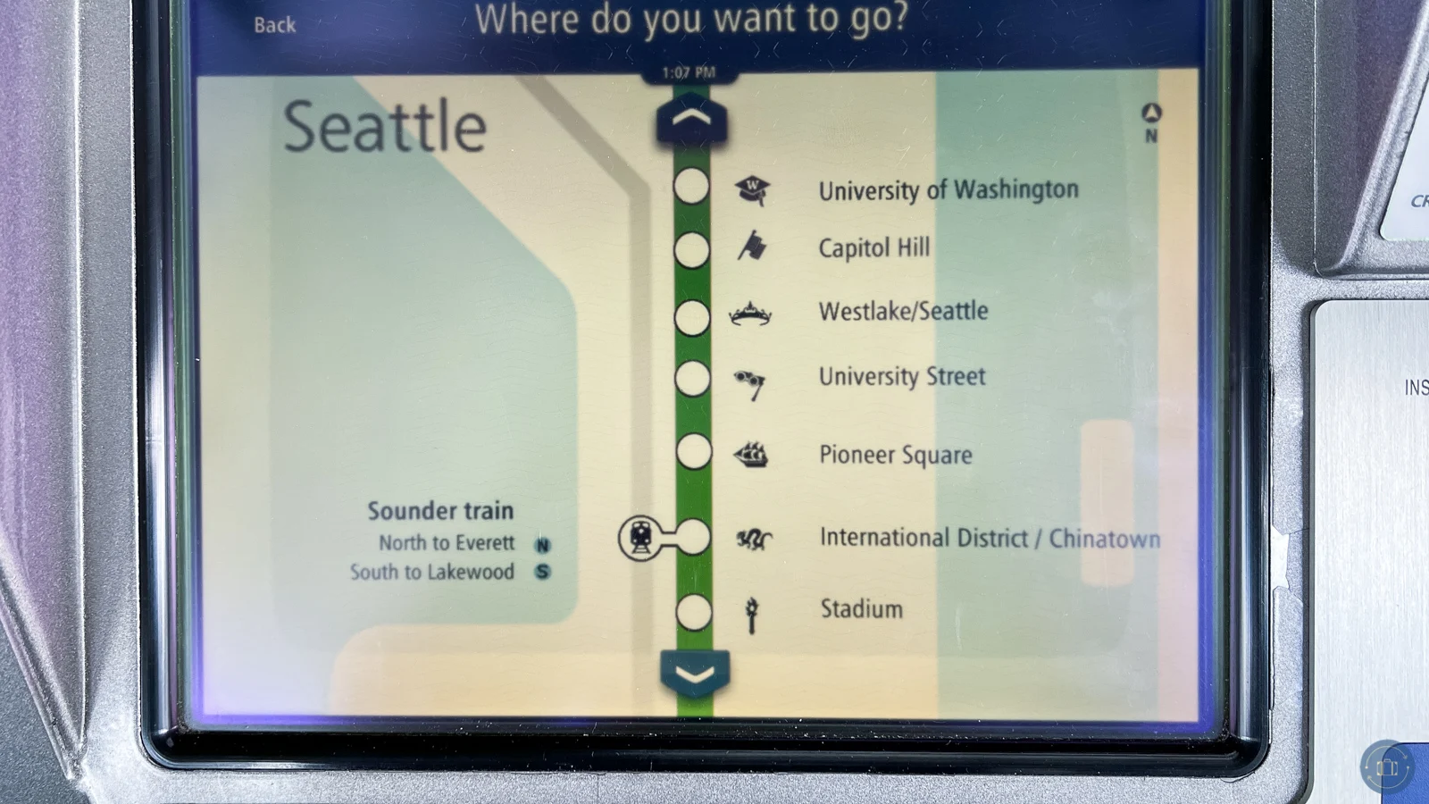 downtown seattle train exit stations