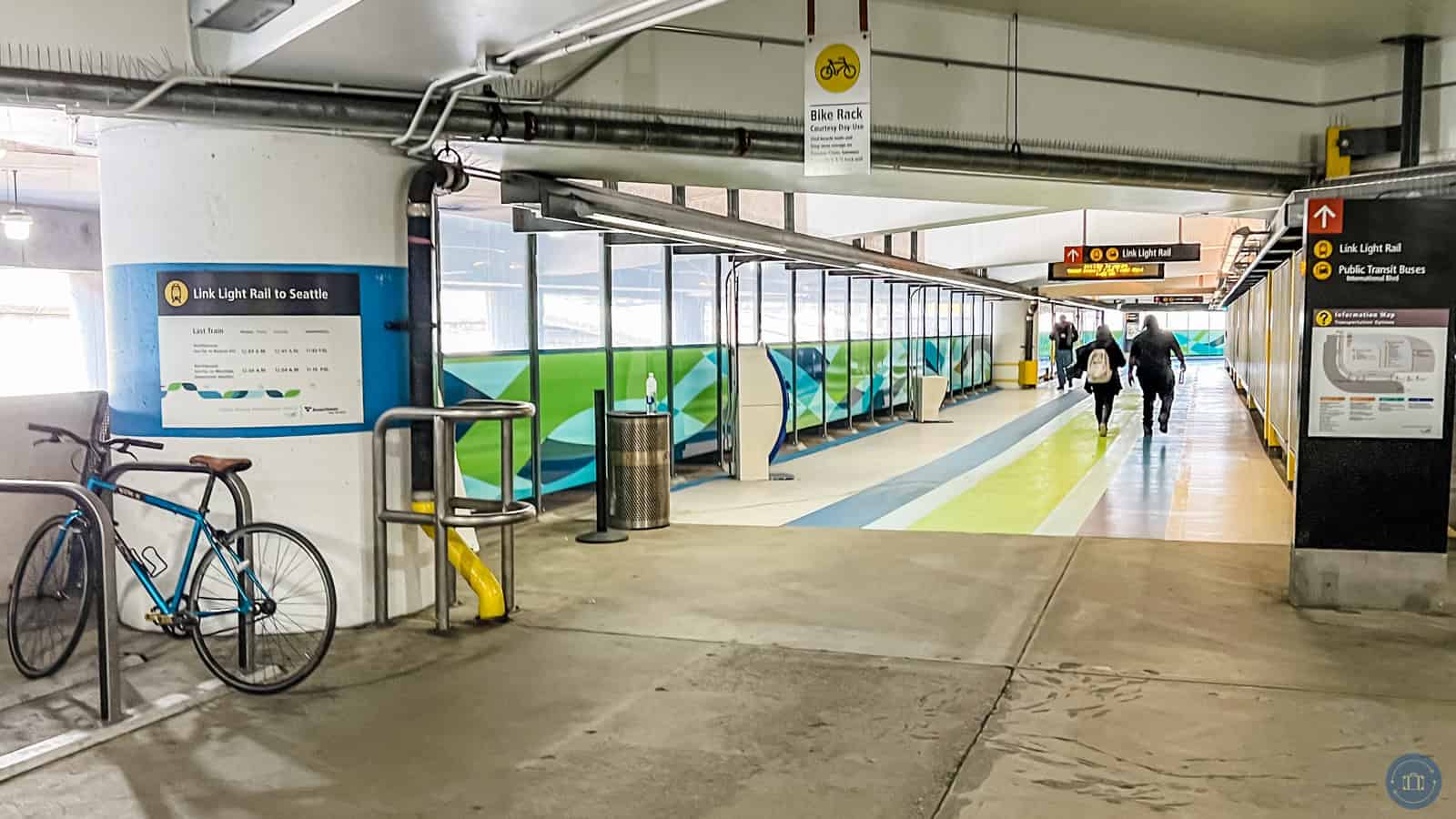 entrance for link light rail train station at seattle airport
