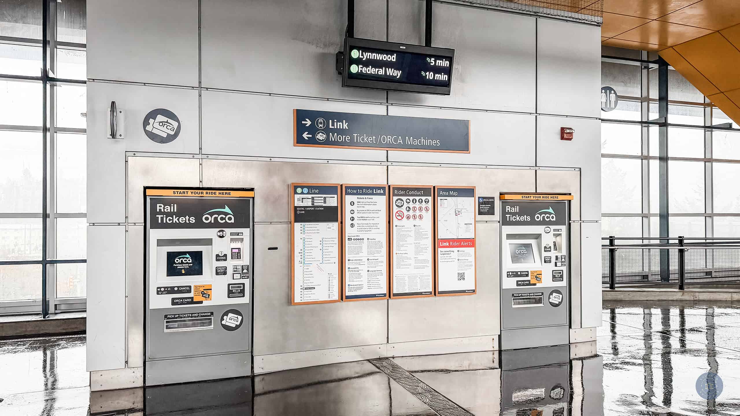 ticket machines at the seattle link light rail train station at sea airport