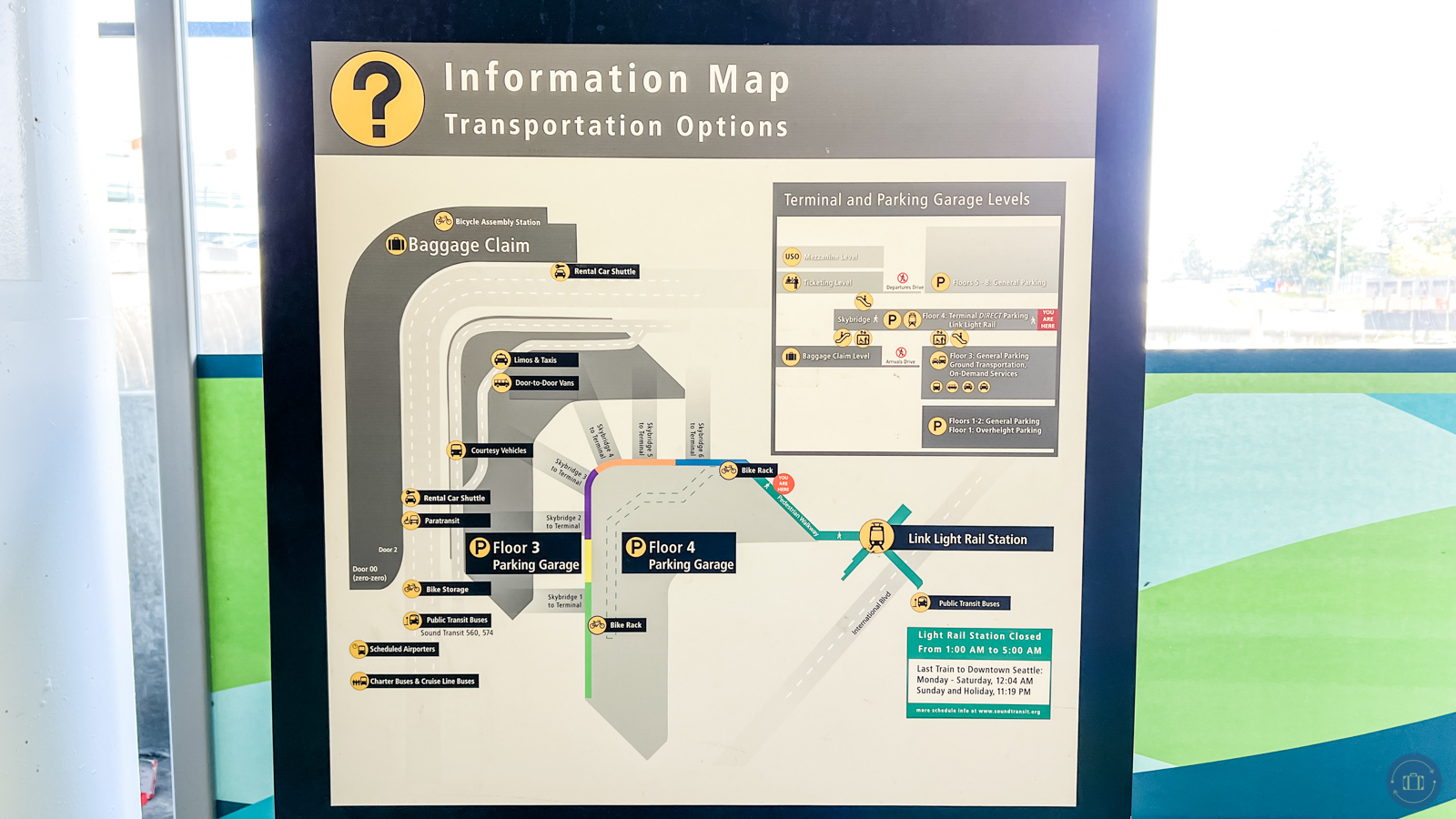 seattle airport map of link light rail location