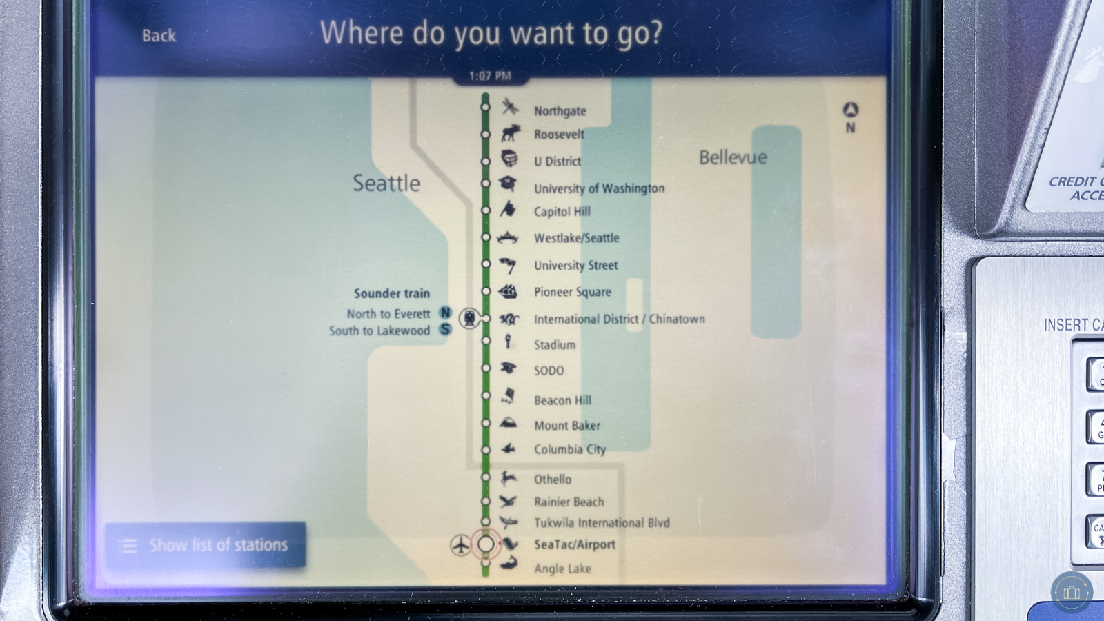 light rail station map screen