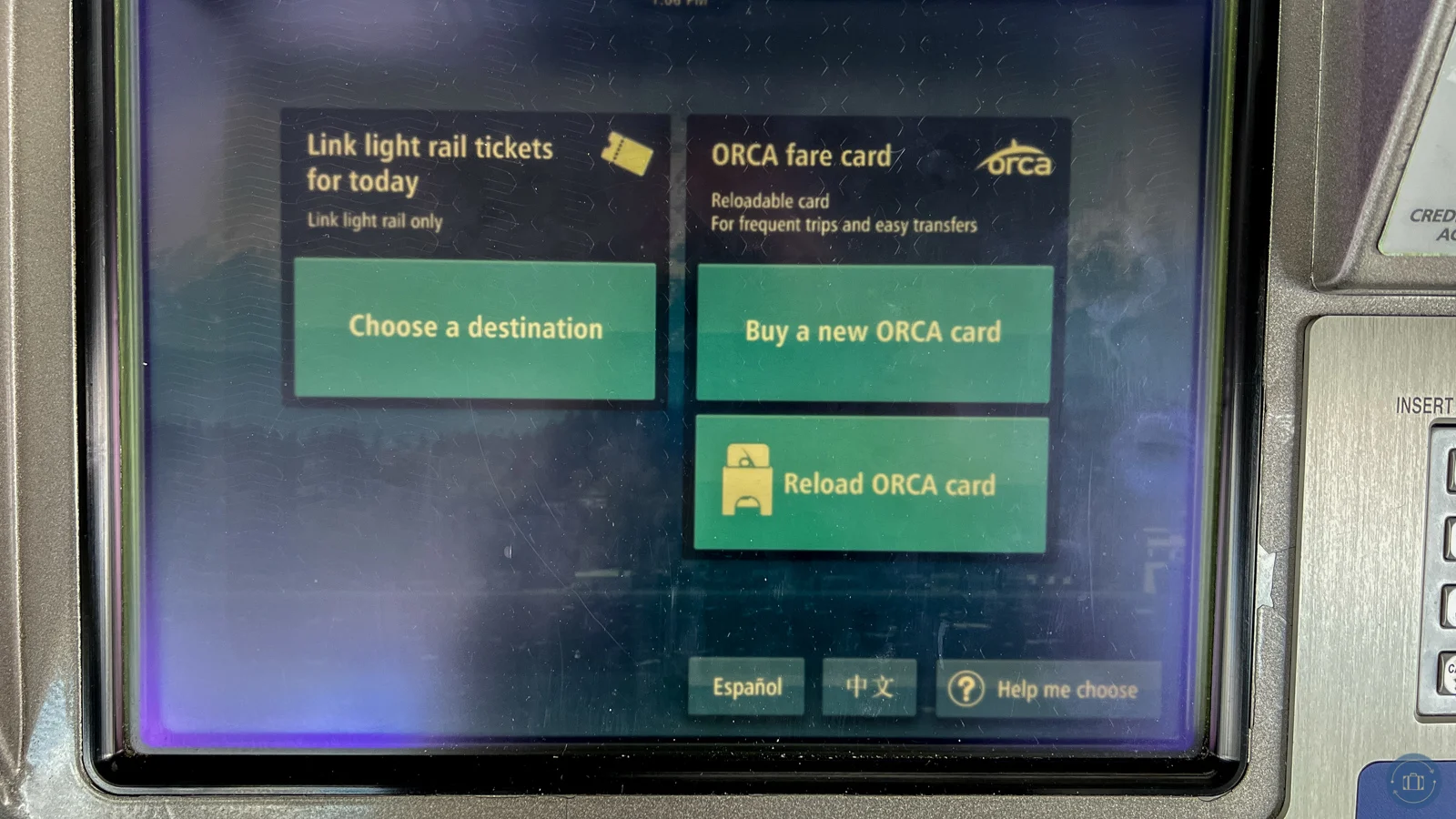 screen to buy link light rail tickets