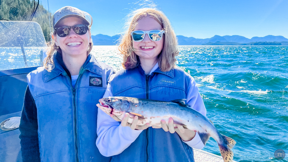 mother and daughter fishing in alaska