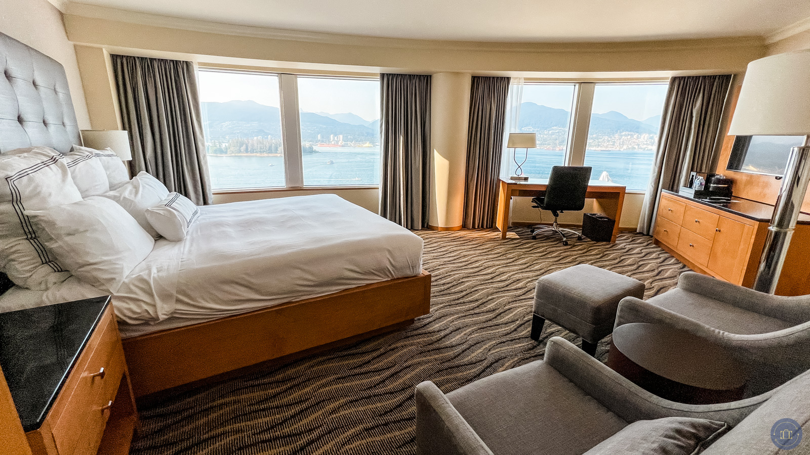 harbour view suite at Pan Pacific Vancouver hotel before Alaska Cruise