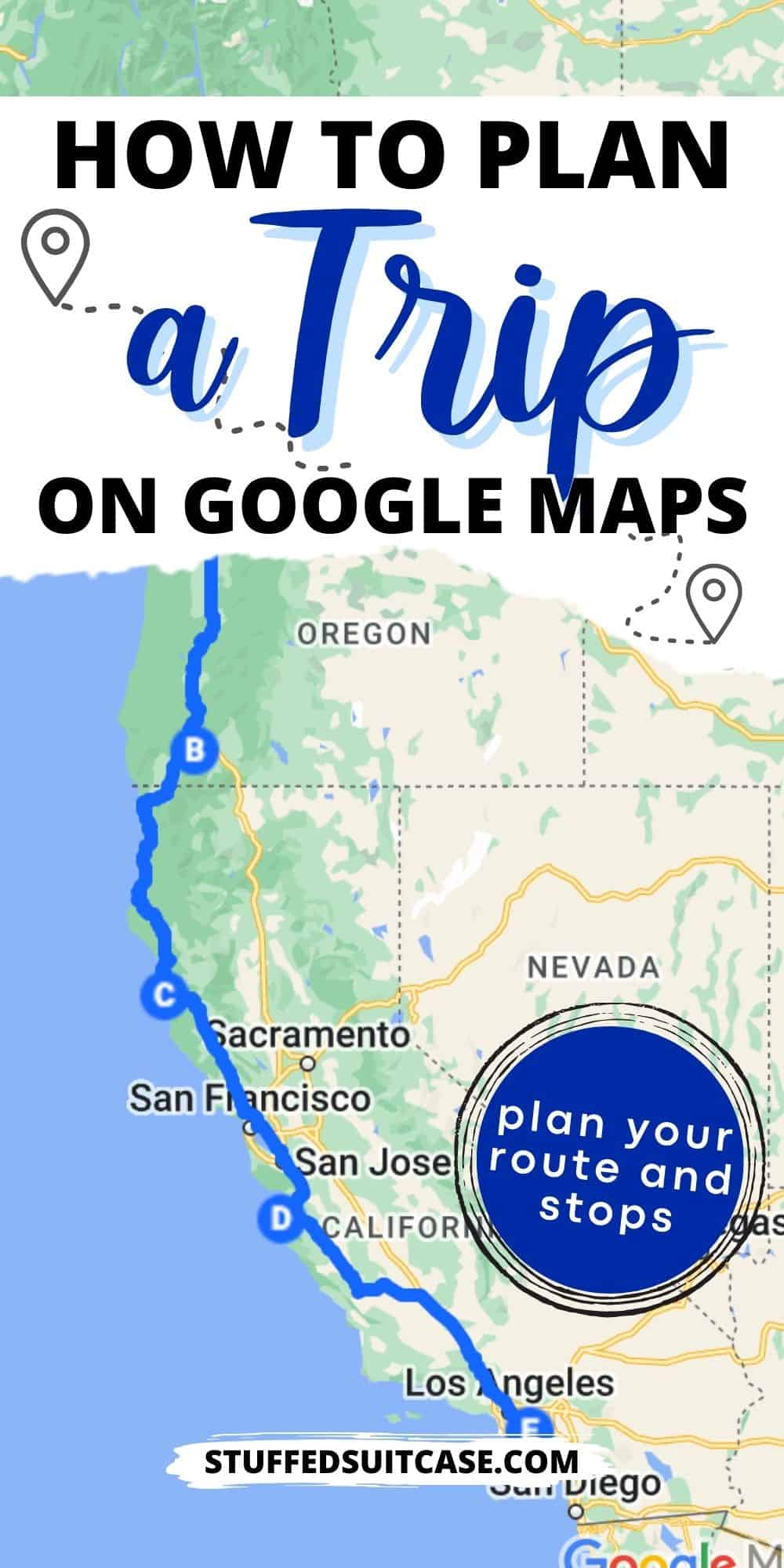 google map with text for how to plan a trip with google maps