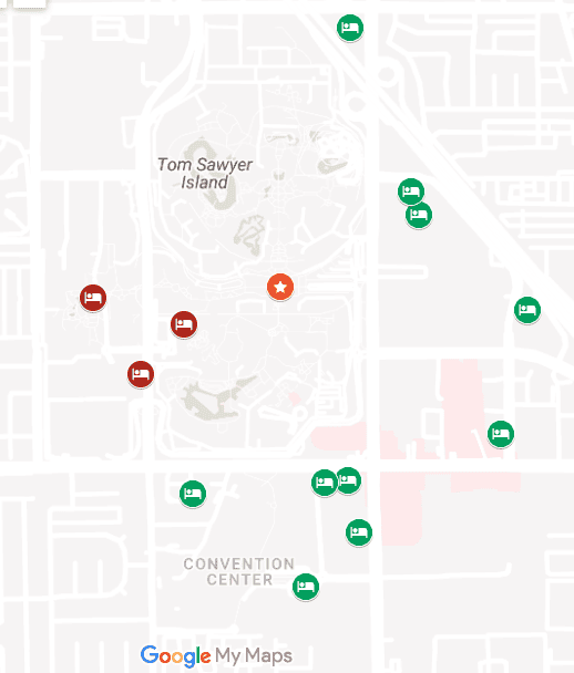map of the best marriott hotels near disneyland