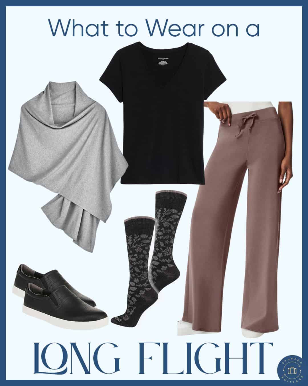 what to wear on a long flight - airplane outfit idea