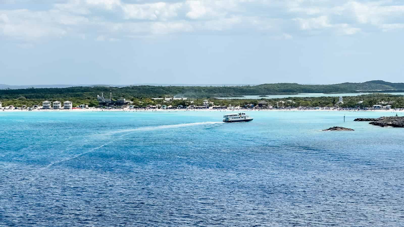 half moon cay private island view from cruise ship