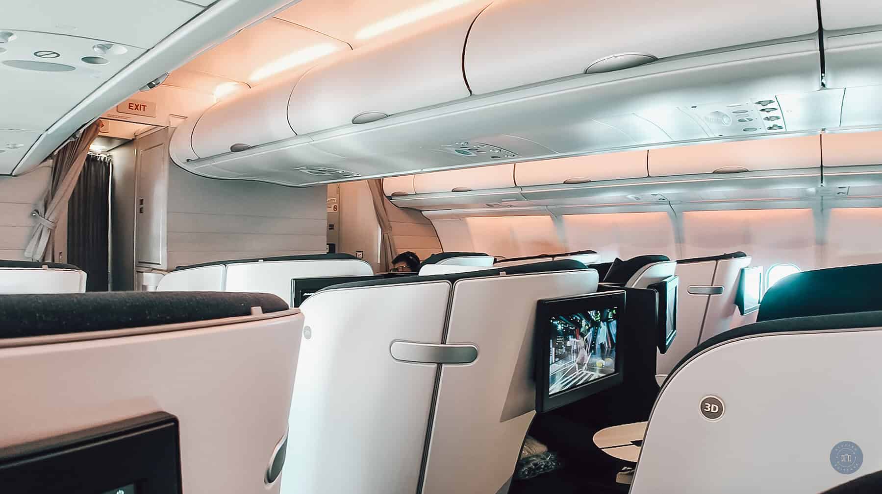 cabin of the a330 finnair business class