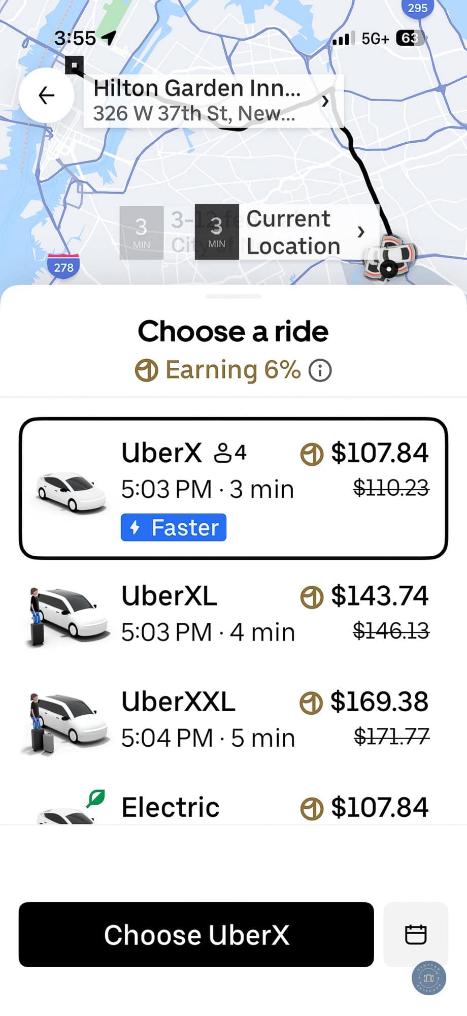 sample uber cost from jfk to manhattan
