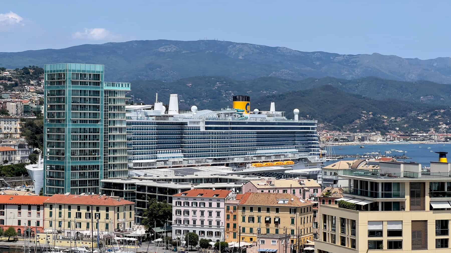 cruise ship in port for mediterranean cruise