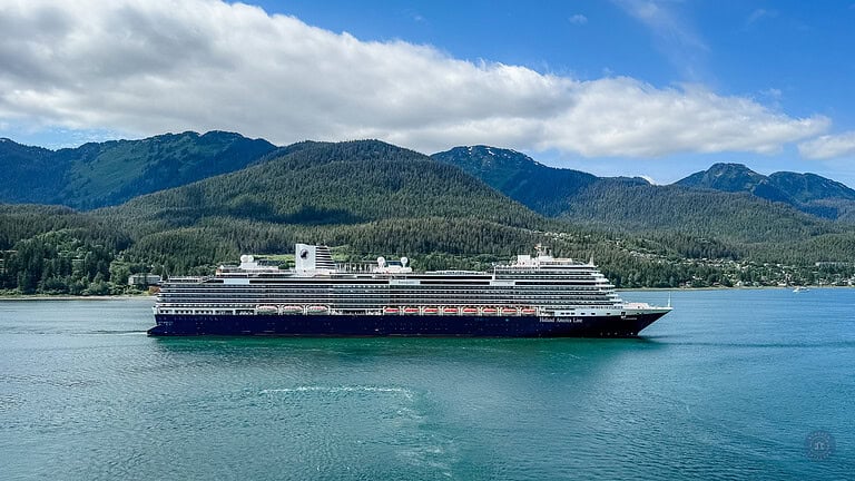 holland america cruise ship in the water in Alaska
